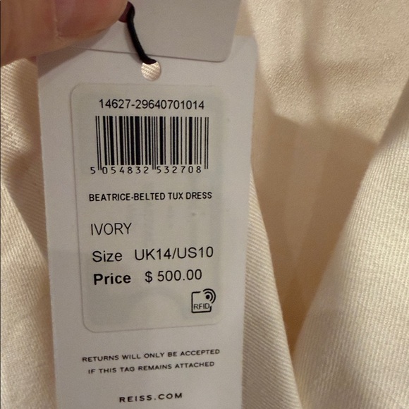 Reiss Beatrice linen belted tux dress ivory 10 - Picture 5 of 16